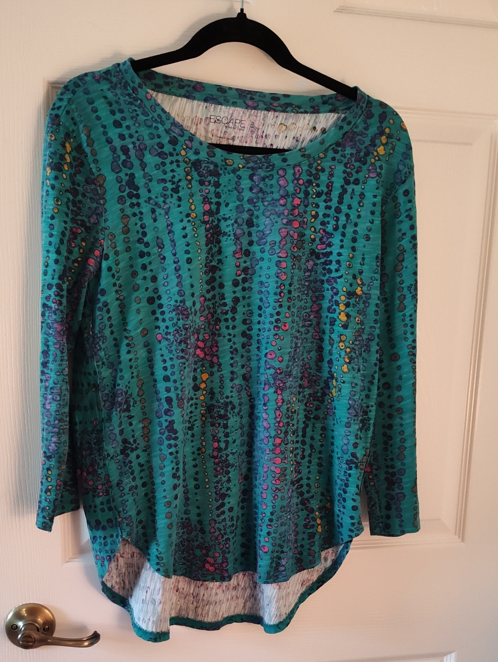 Escape By Habitat Teal Patterned Long Sleeve Top